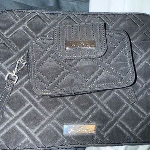 Vera Bradley black quilted iPad case and wallet with wrist strap matching bundle